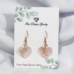 💗18K Gold Flaked Rose Quartz Earrings💗